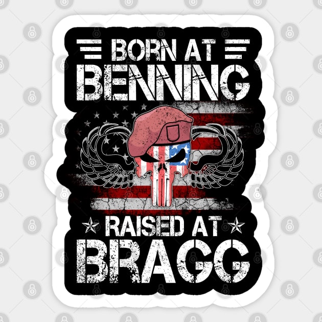 Born At Ft Benning Raised Fort Bragg - Proud Airborne Paratrooper Veteran Sticker by floridadori